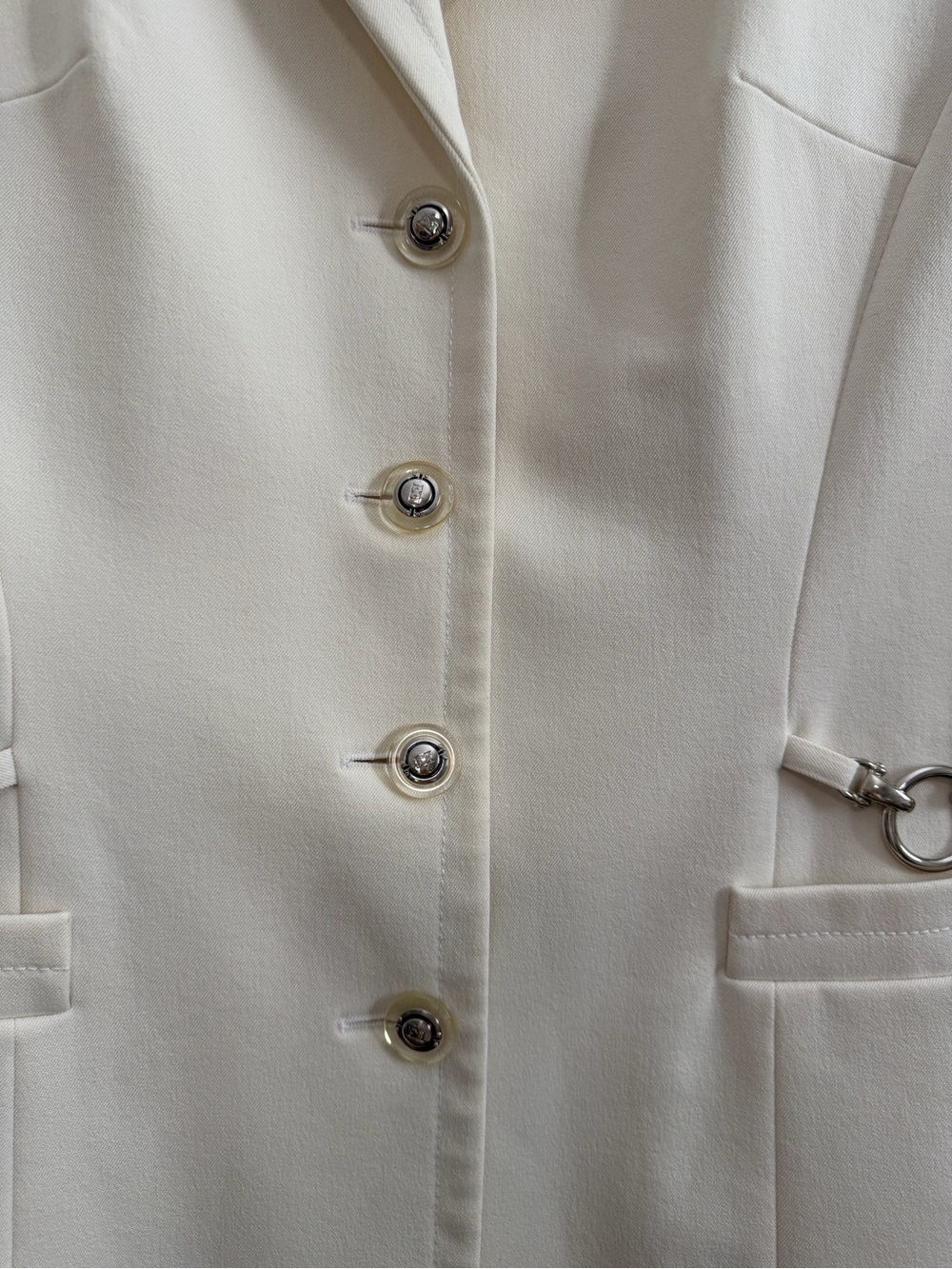 Vintage Escada Margaretha Ley Ivory Equestrian Horsebit Longline Blazer 40 - Picture 10 of 13